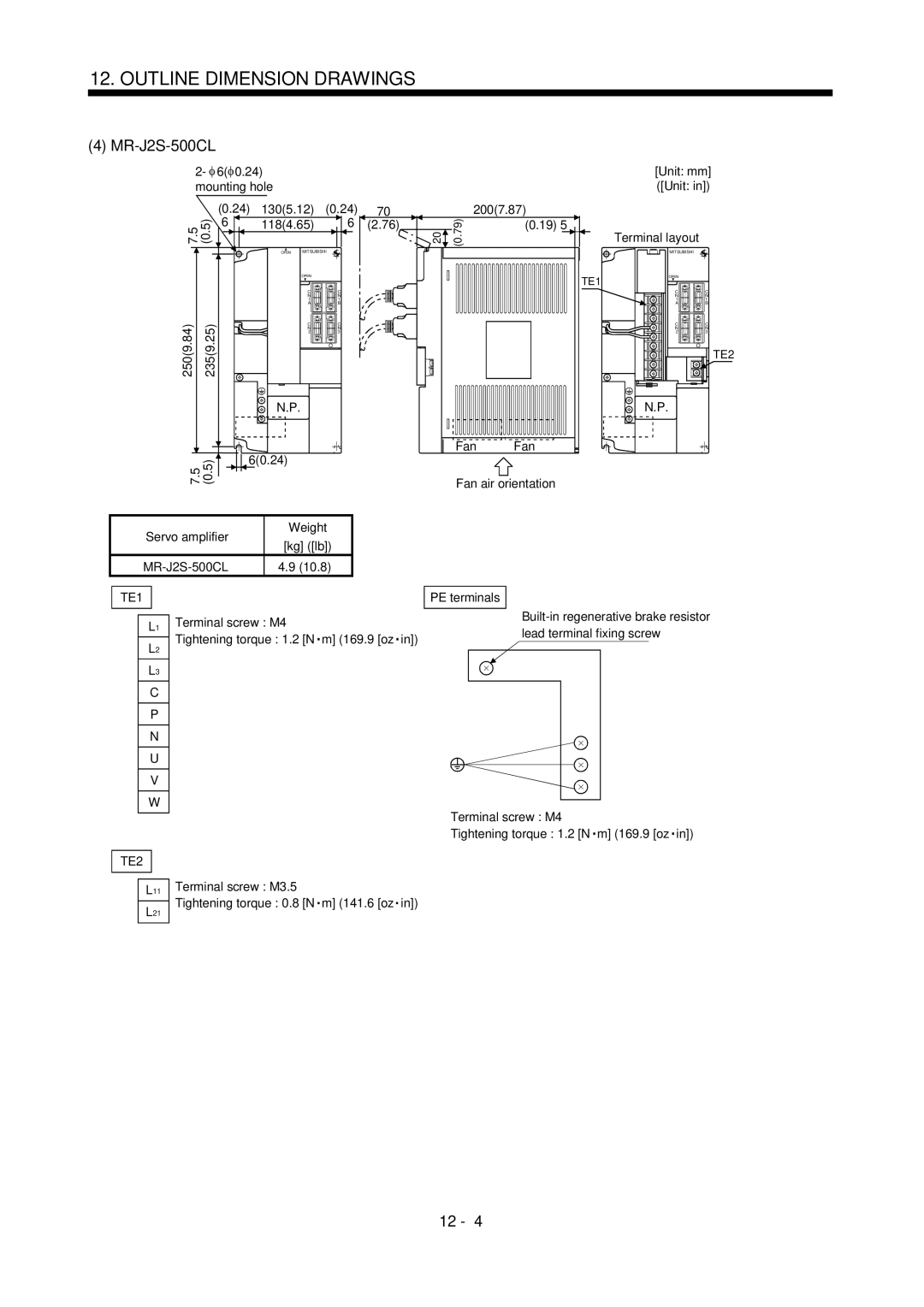 Mitsubishi Electronics MR-J2S- CL specifications Mounting hole Unit 1305.12 2007.87 1184.65 Terminal layout 