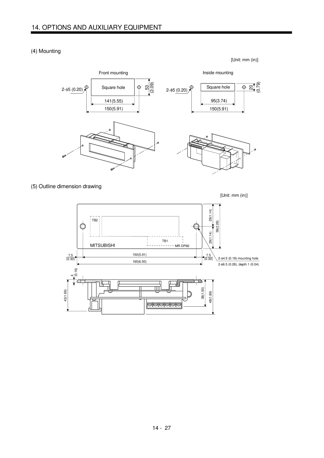 Mitsubishi Electronics MR-J2S- CL specifications Mounting, Outline dimension drawing 