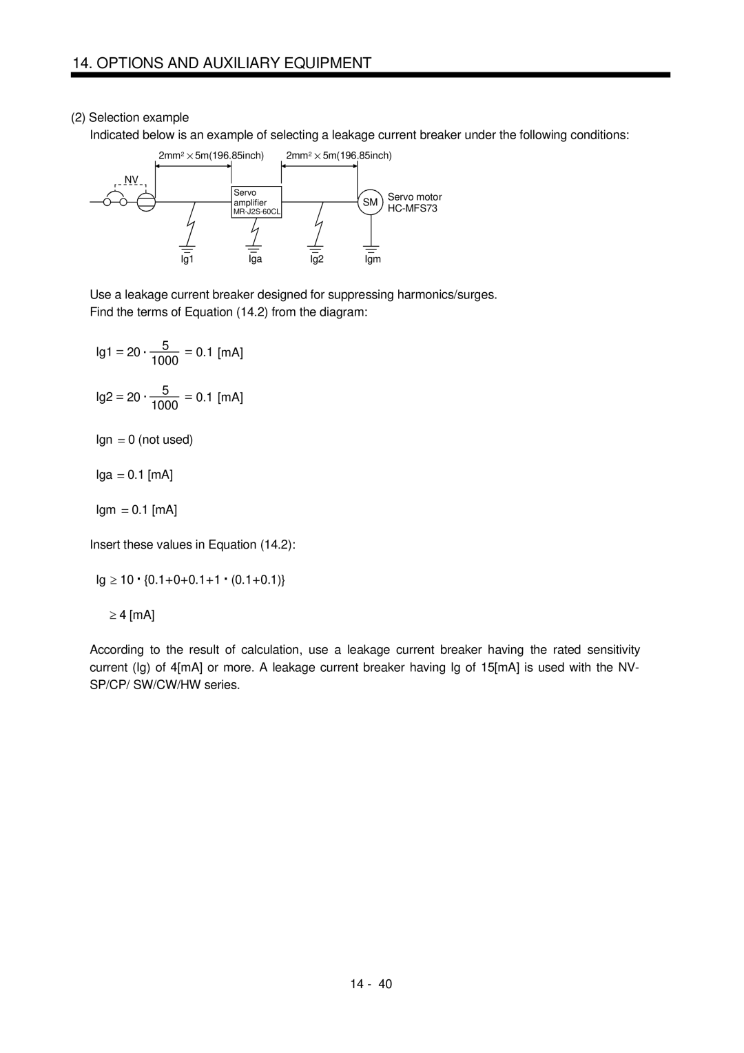 Mitsubishi Electronics MR-J2S- CL specifications Selection example, HC-MFS73 