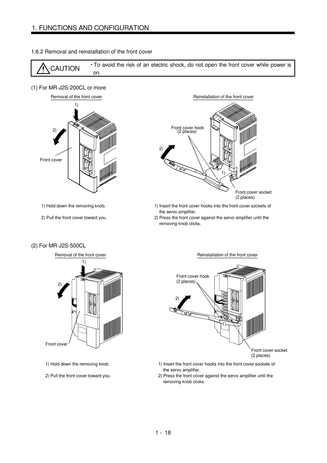 Mitsubishi Electronics MR-J2S- CL specifications For MR-J2S-500CL 