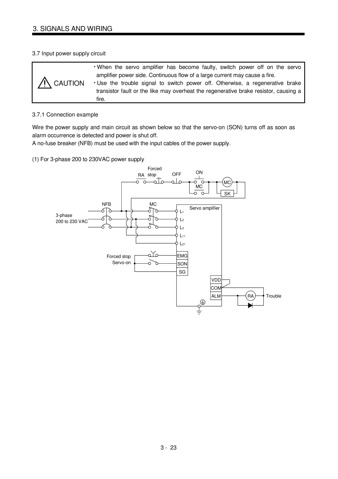 Mitsubishi Electronics MR-J2S- CL specifications For 3-phase 200 to 230VAC power supply, Nfbmc, Emg Son Vdd Com Alm 