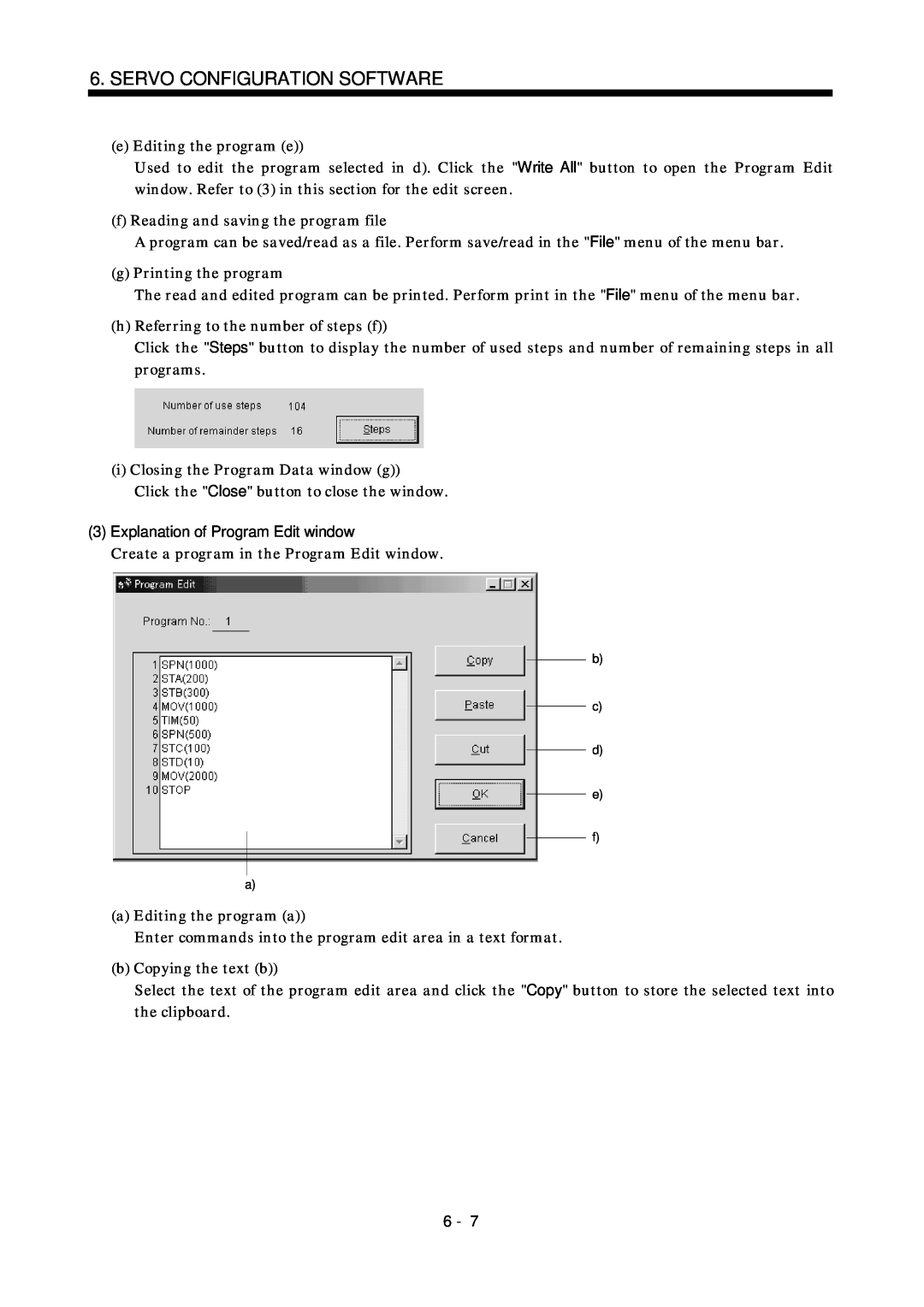 Mitsubishi Electronics MR-J2S- CL specifications 3Explanation of Program Edit window, Servo Configuration Software 