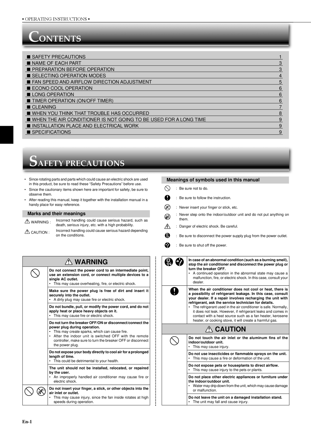 Mitsubishi Electronics MS-SD24VC, MS-SFD18VC manual Contents 