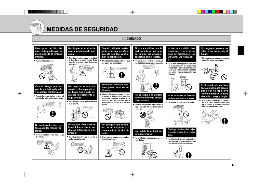 Mitsubishi Electronics MSH24WN operating instructions No manipule los interrup- tores con las manos mo- jadas 