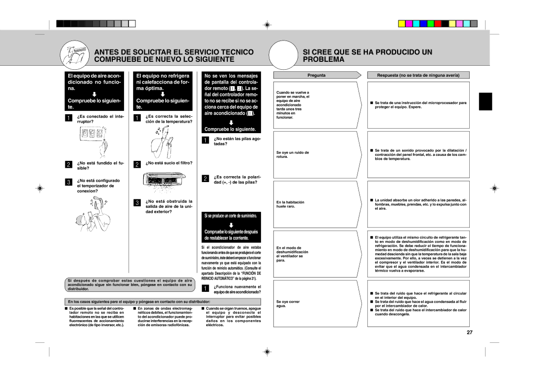 Mitsubishi Electronics MSH24WN Compruebe lo siguiente, Conexion?, ¿Es correcta la polari- dad +, de las pilas?, Pregunta 