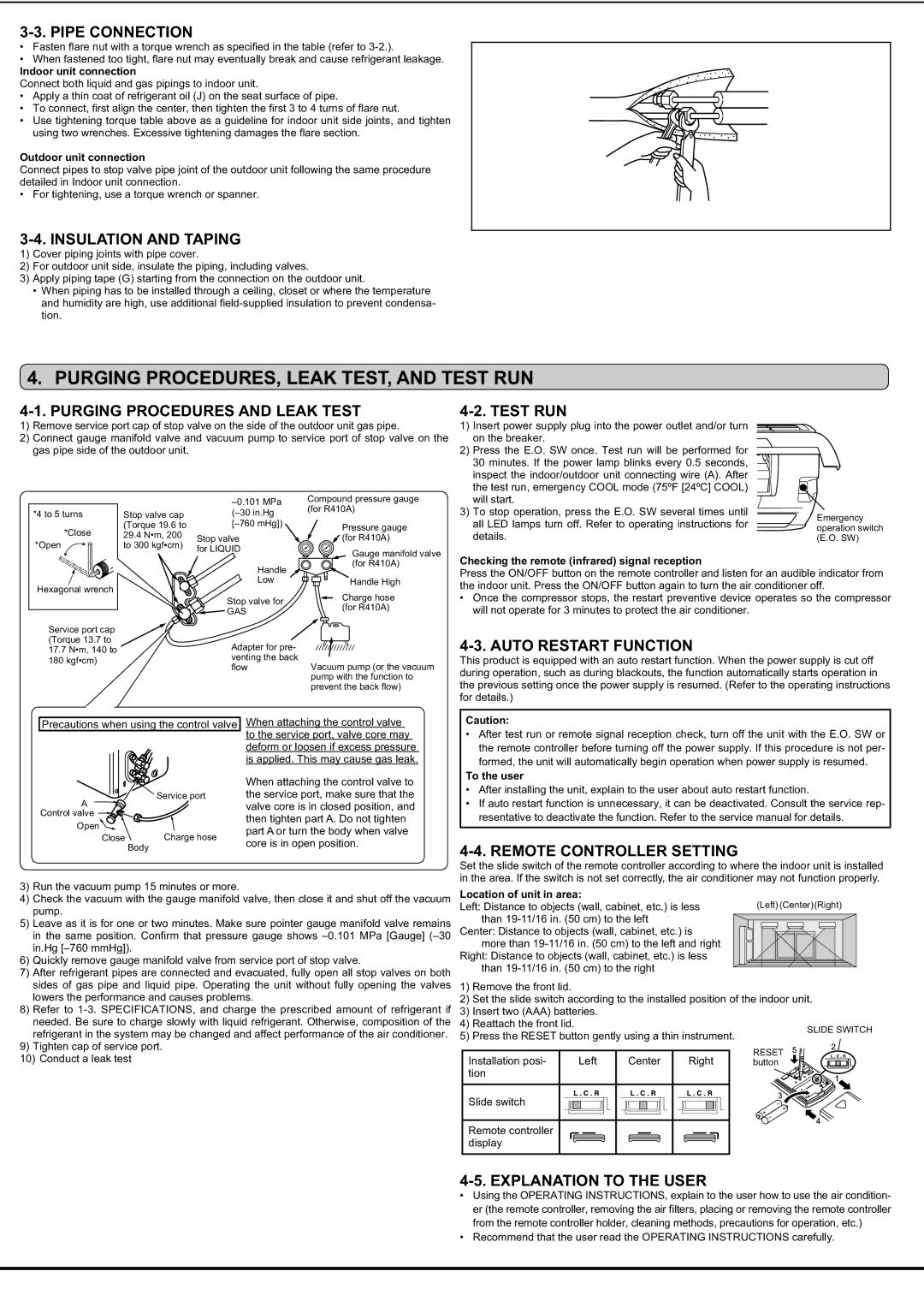 Mitsubishi Electronics MSZ-FD09/12NA installation manual Purging PROCEDURES, Leak TEST, and Test RUN 