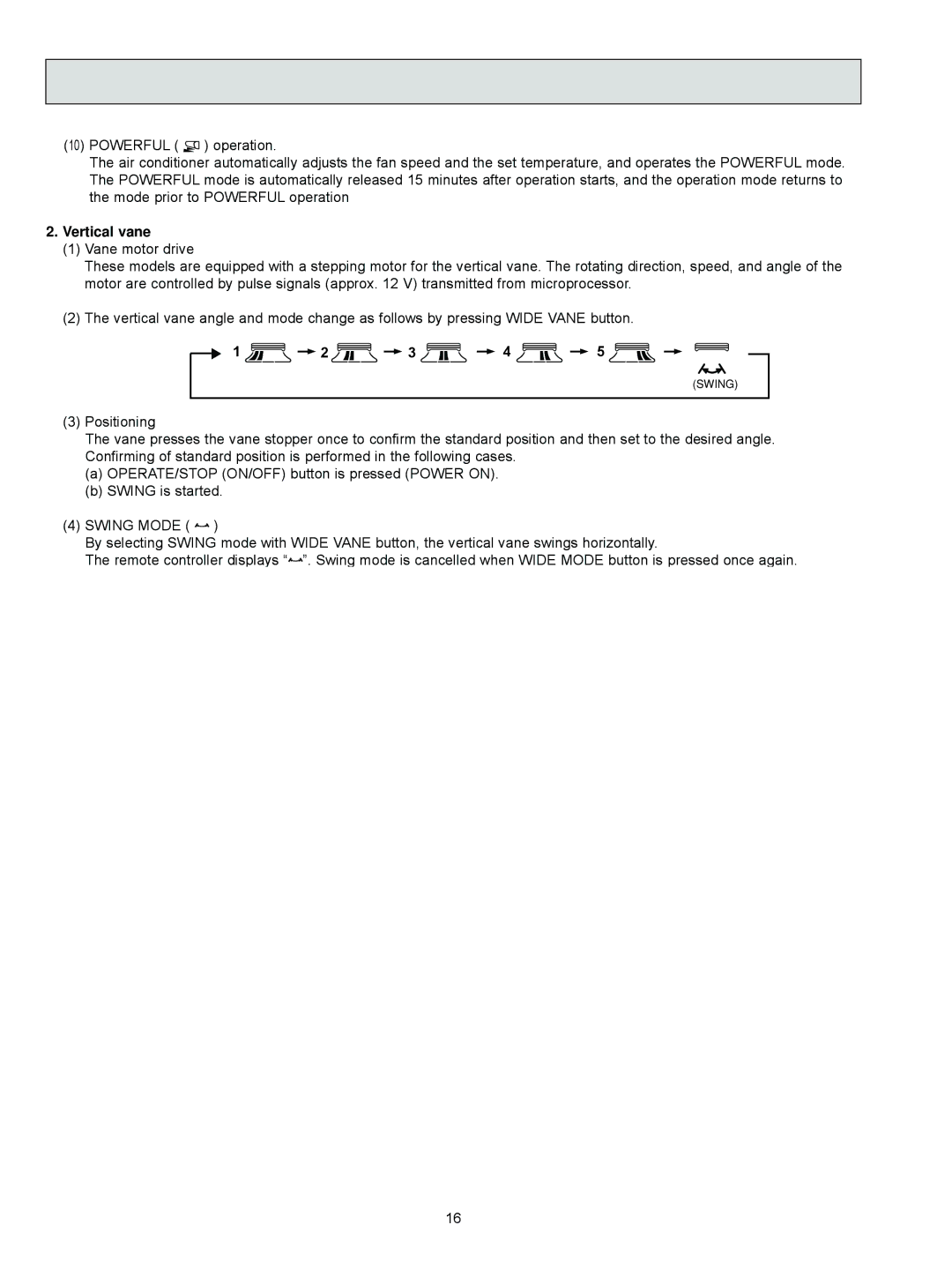 Mitsubishi Electronics MSZ-FD09NA service manual Vertical vane 