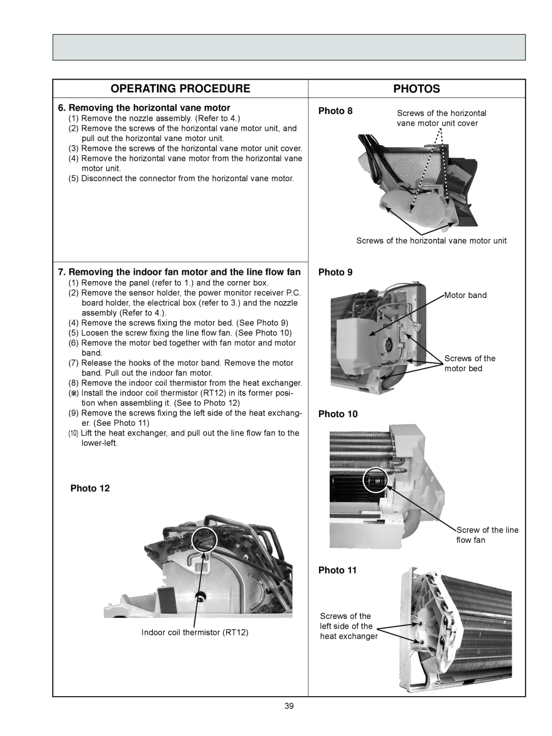 Mitsubishi Electronics MSZ-FD09NA service manual Removing the horizontal vane motor Photo 