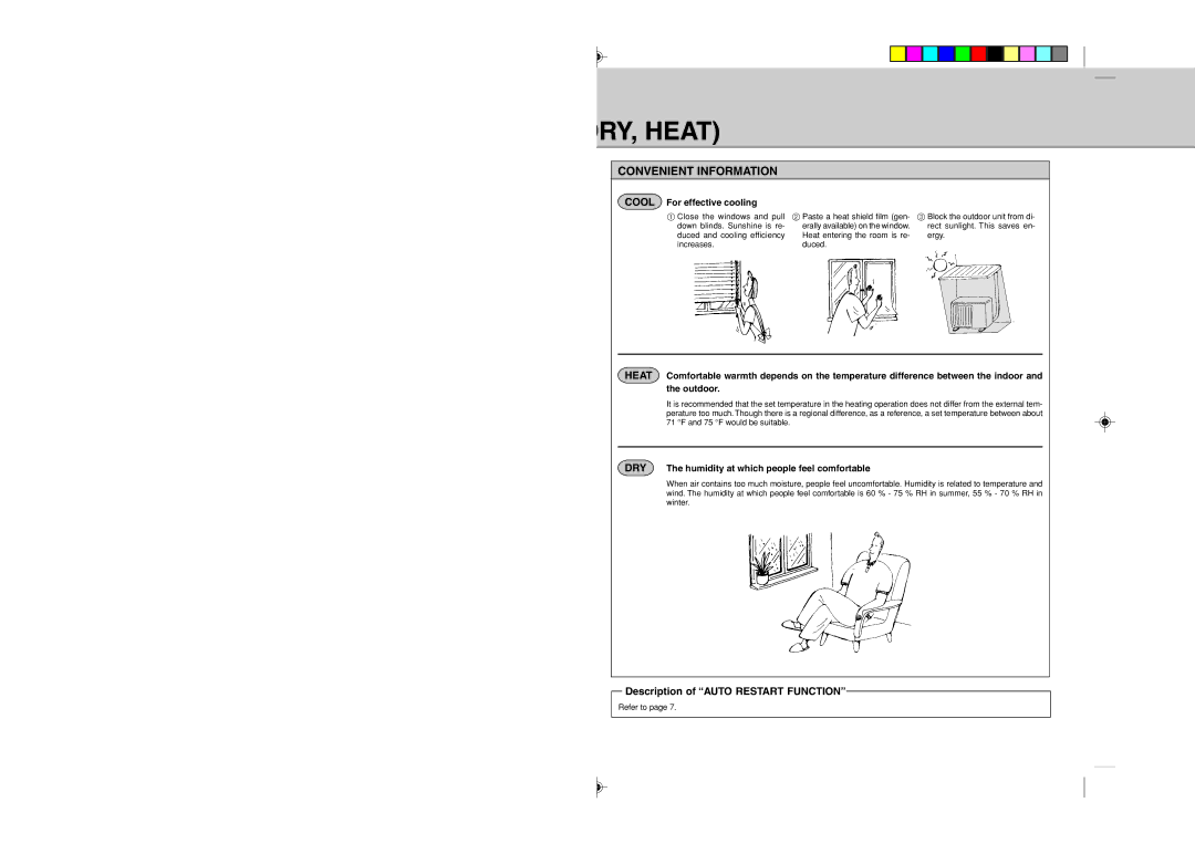 Mitsubishi Electronics MSZ09UN RY, Heat, Cool For effective cooling, DRY The humidity at which people feel comfortable 