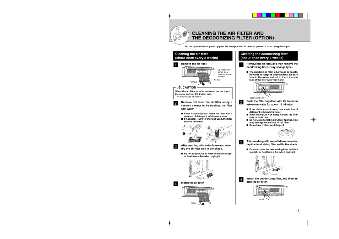 Mitsubishi Electronics MSZ09UN, MSZ12UN Cleaning the air filter about once every 2 weeks, Remove the air filter 