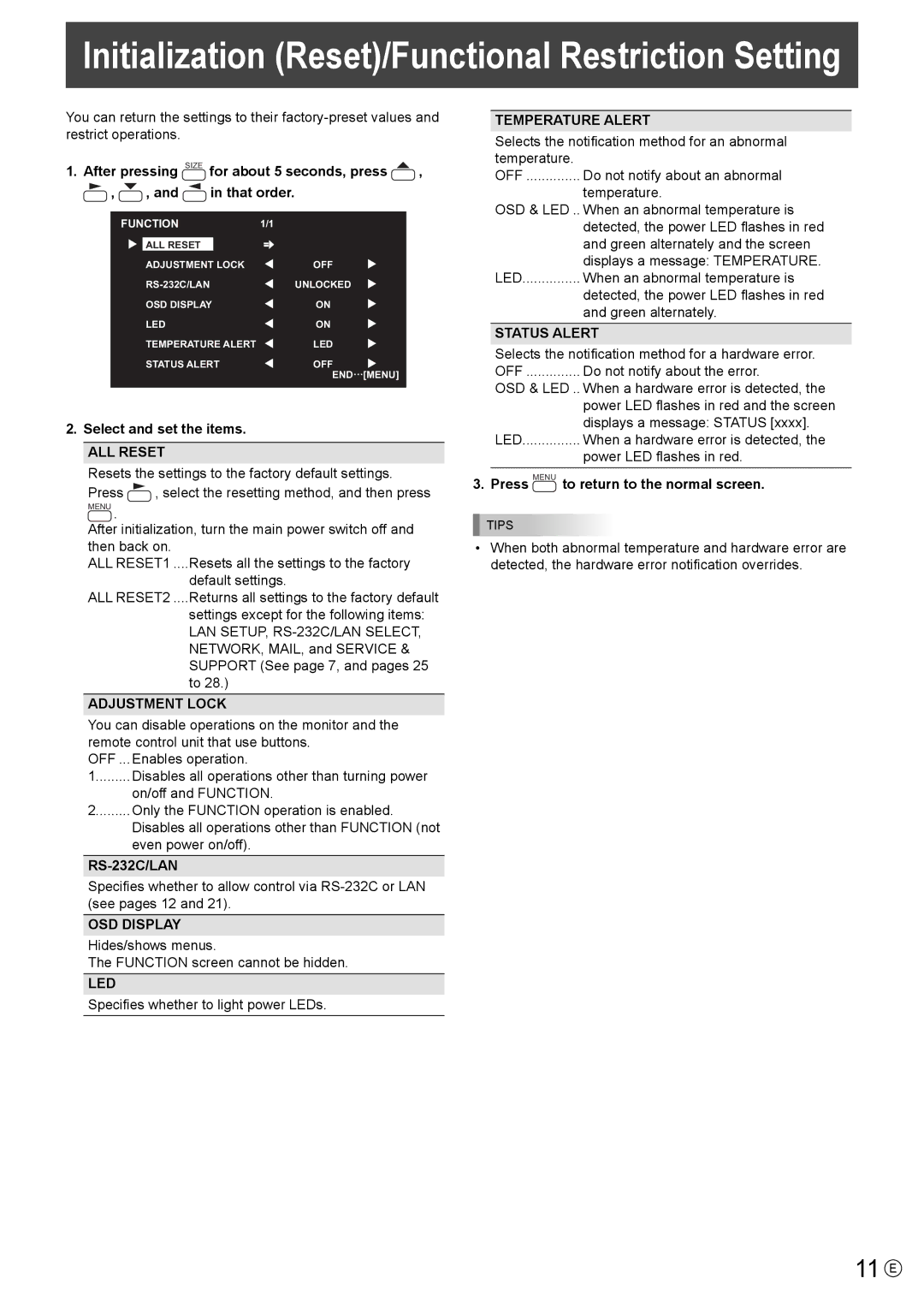 Mitsubishi Electronics LDT521V, MT819 manual 11 E 