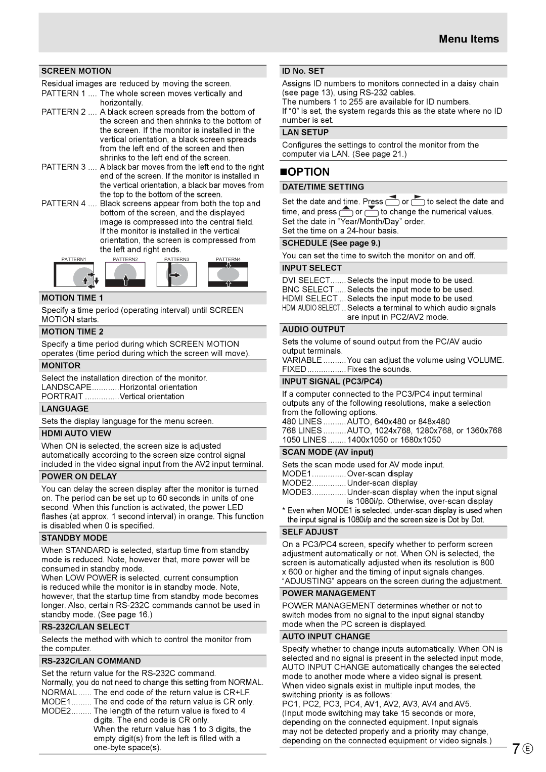 Mitsubishi Electronics LDT521V, MT819 manual „Option 