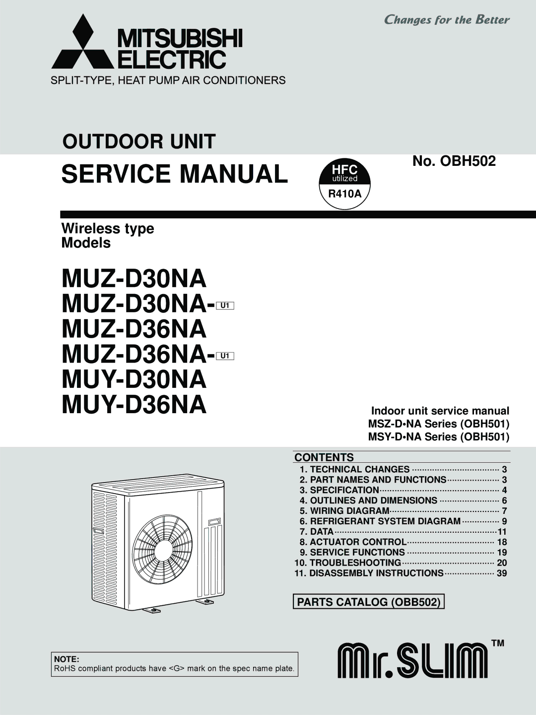 Mitsubishi Electronics MUY-D36NA, MUZ-D36NA, U1, MUZ-D30NA, MUY-D30NA service manual Outdoor Unit 