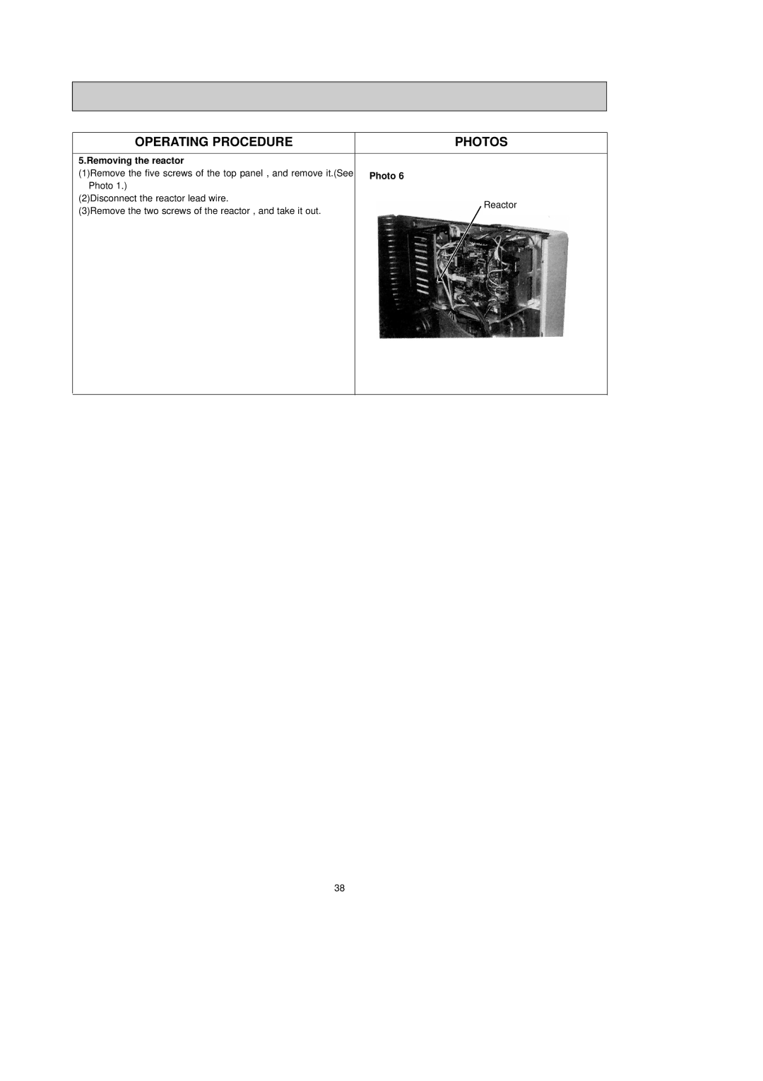 Mitsubishi Electronics MXZ-24UV - E2 service manual Operating Procedure Photos, Removing the reactor 