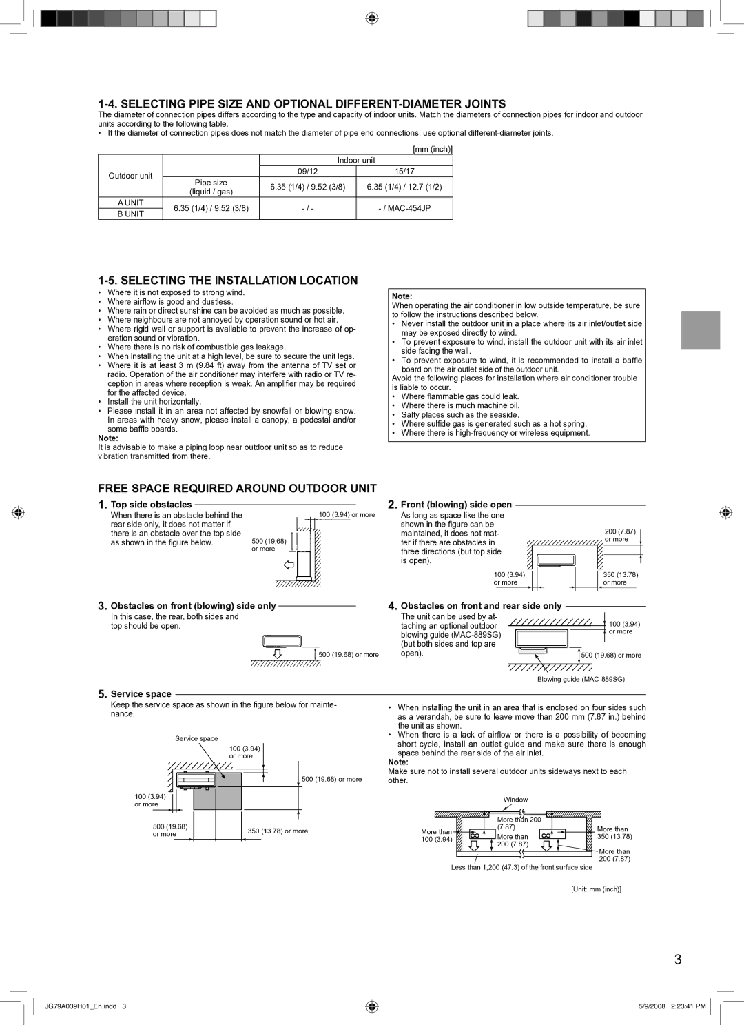 Mitsubishi Electronics MXZ-2A20NA installation manual Selecting Pipe Size and Optional DIFFERENT-DIAMETER Joints 