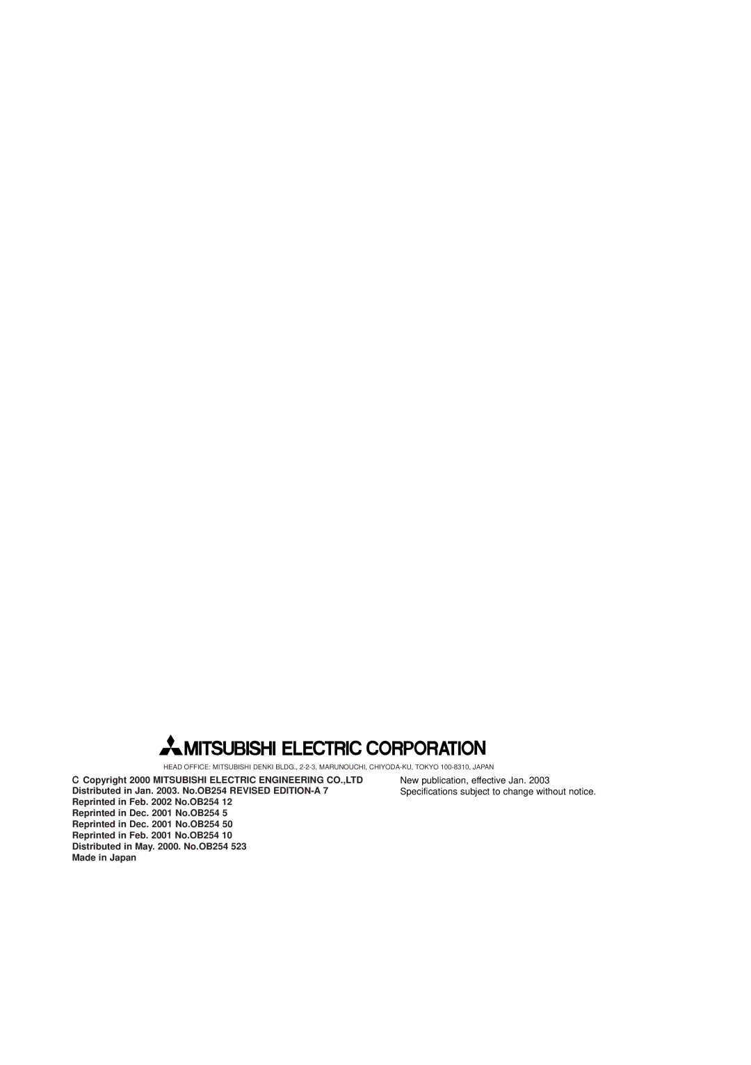 Mitsubishi Electronics MXZ-32SV service manual 