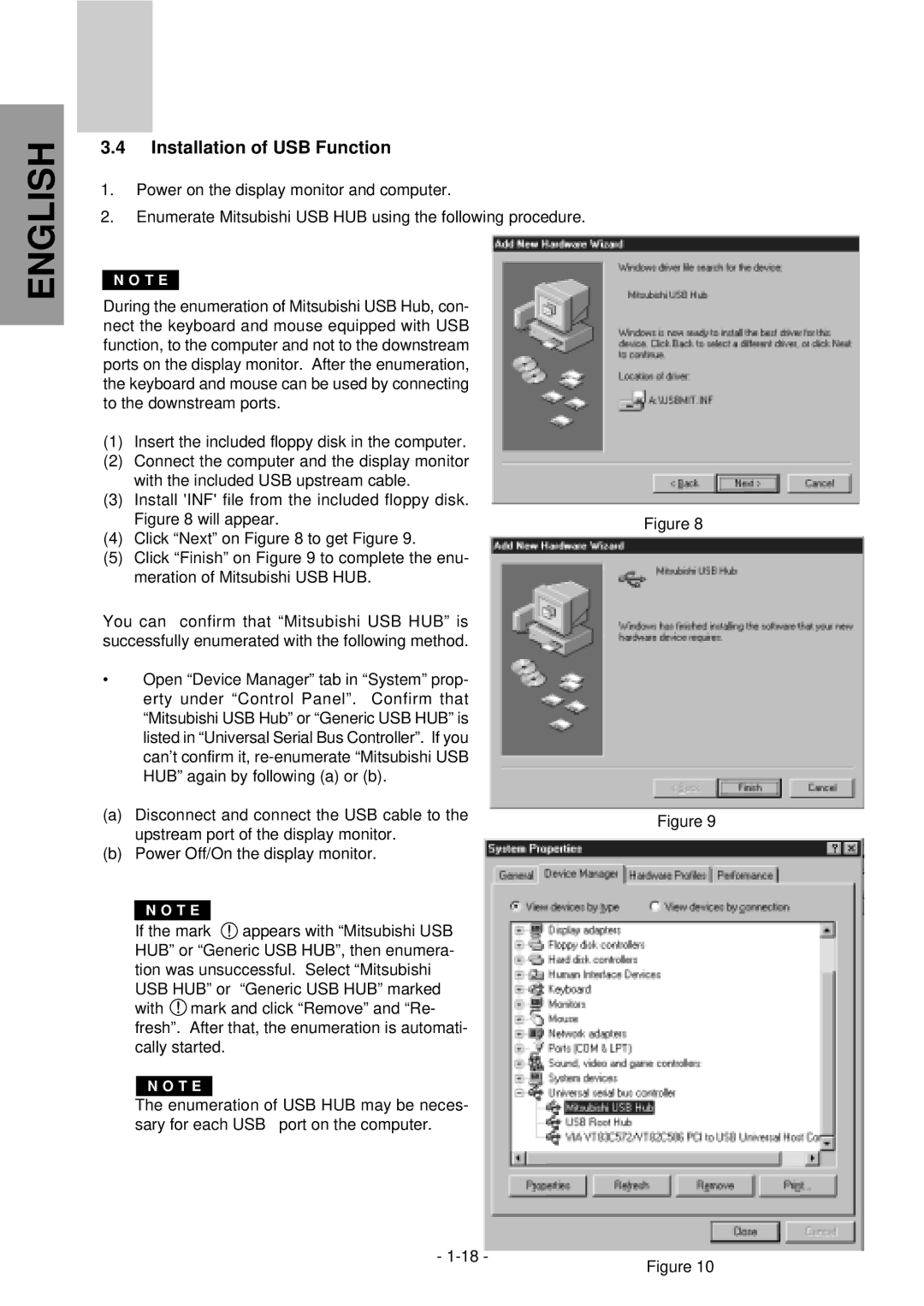 Mitsubishi Electronics NFJ9905SKHUW manual Installation of USB Function 