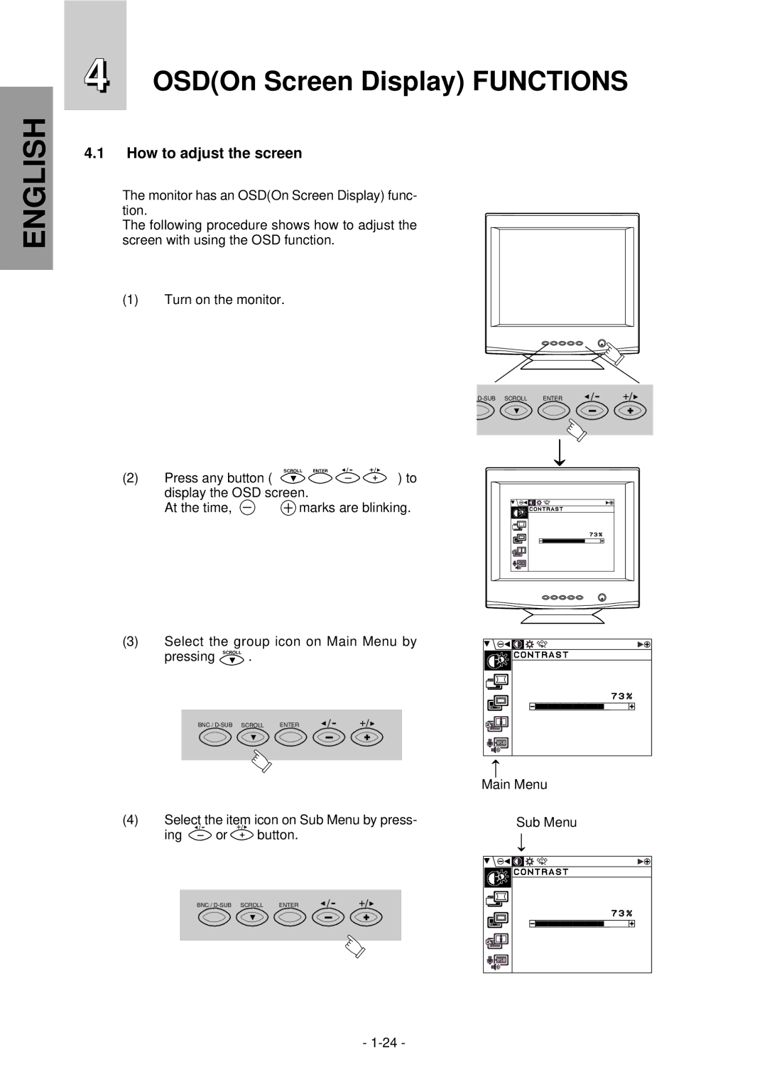 Mitsubishi Electronics NFJ9905SKHUW manual OSDOn Screen Display Functions 