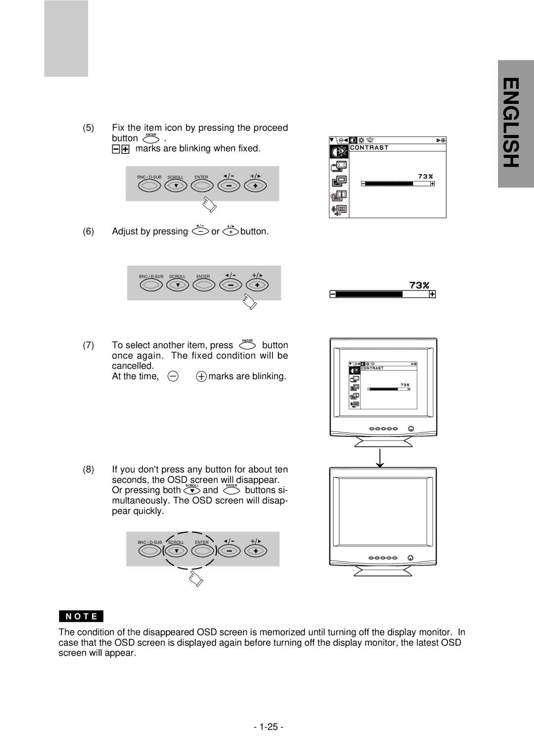 Mitsubishi Electronics NFJ9905SKHUW manual Adjust by pressing or button 