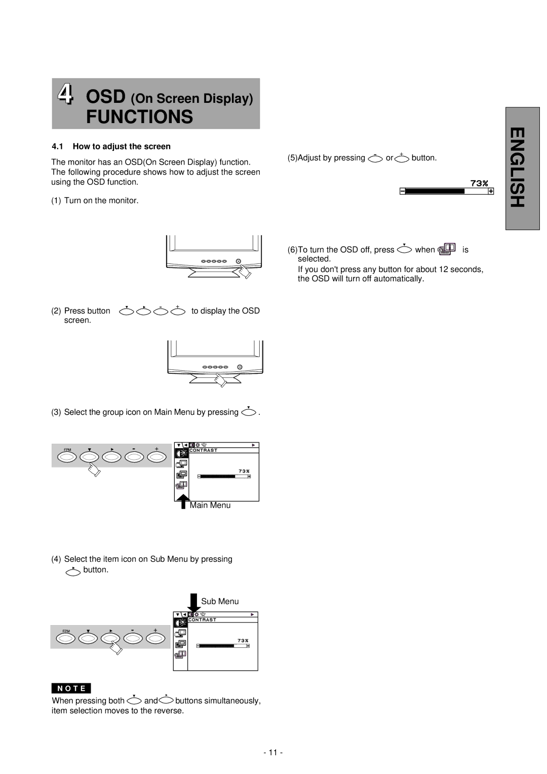 Mitsubishi Electronics NFL9905STTFW manual Functions, How to adjust the screen 