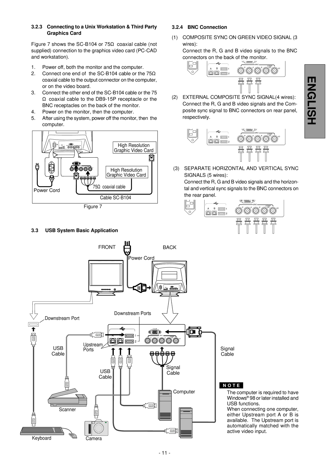 Mitsubishi Electronics NSB1107STTUW BNC Connection, Separate Horizontal and Vertical Sync, USB System Basic Application 