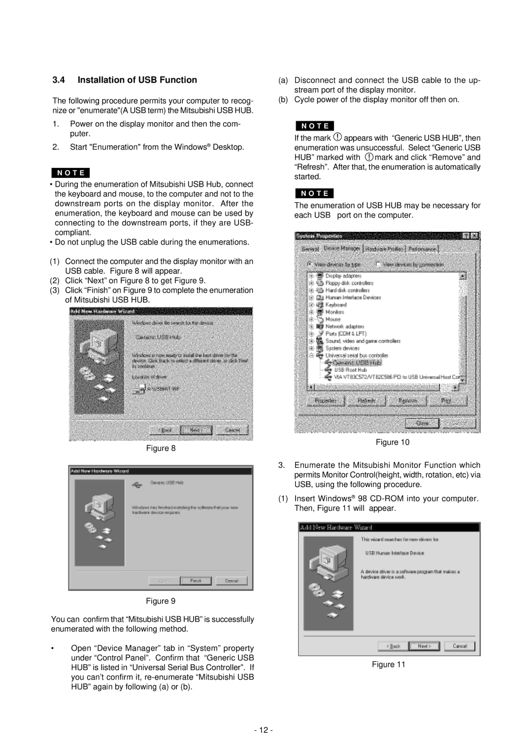 Mitsubishi Electronics NSB1107STTUW manual Installation of USB Function 