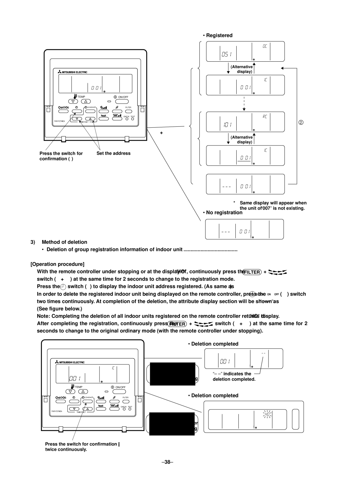 Mitsubishi Electronics P500YMF-C, PURY-P400 specifications Deletion completed Case of group re 