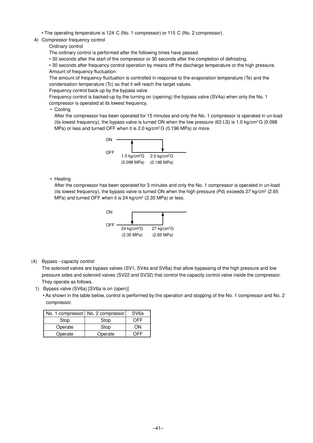 Mitsubishi Electronics PURY-P400, P500YMF-C specifications Bypass capacity control, SV6a, Stop, Off 