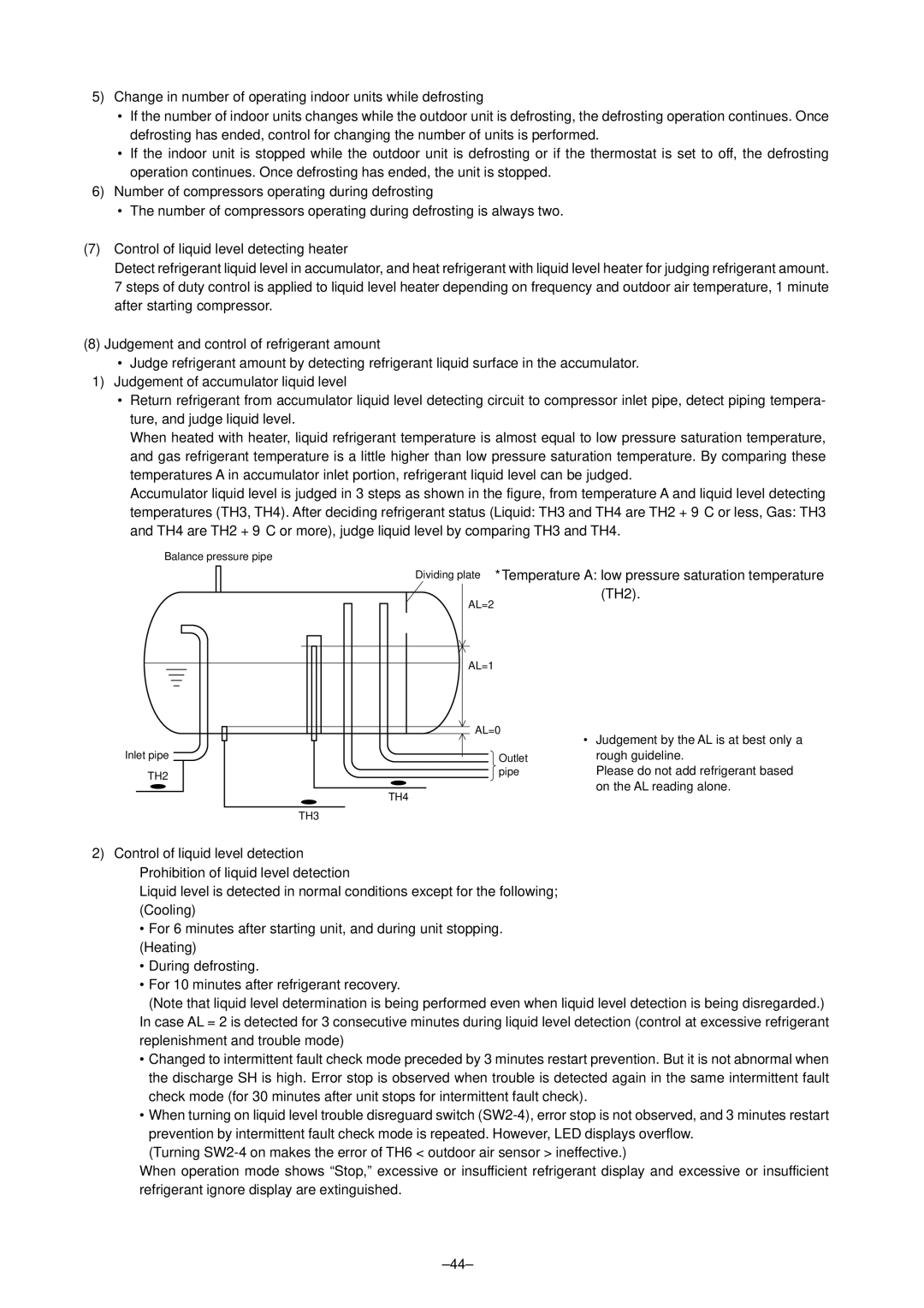 Mitsubishi Electronics P500YMF-C Control of liquid level detecting heater, Judgement and control of refrigerant amount 