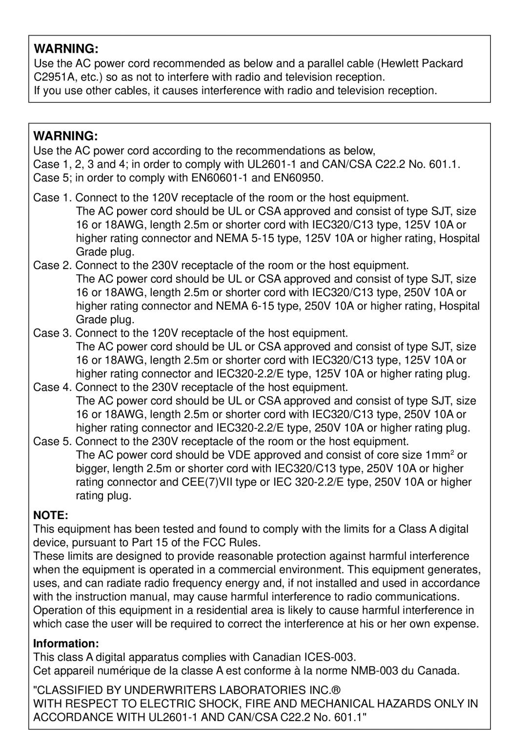 Mitsubishi Electronics P91DW operation manual Information, Classified by Underwriters Laboratories INC 