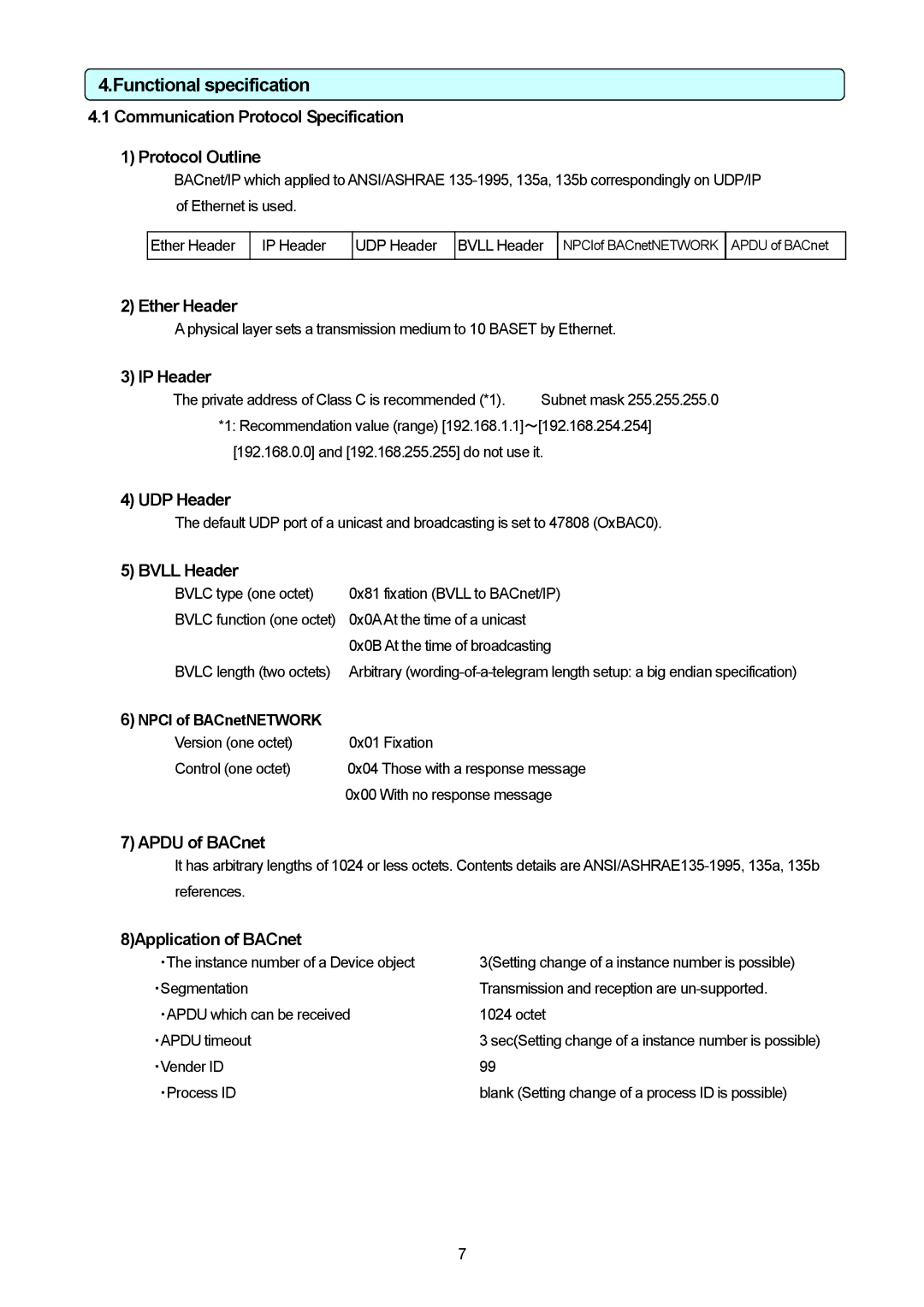 Mitsubishi Electronics PAC-YG31CDA operation manual Functional specification 