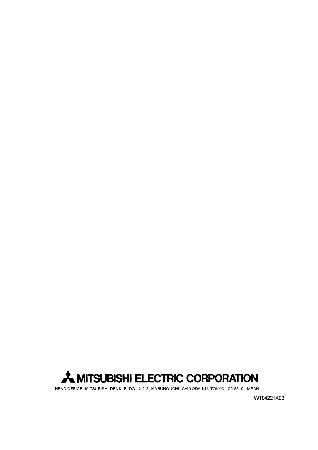 Mitsubishi Electronics PAC-YG31CDA operation manual WT04221X03 