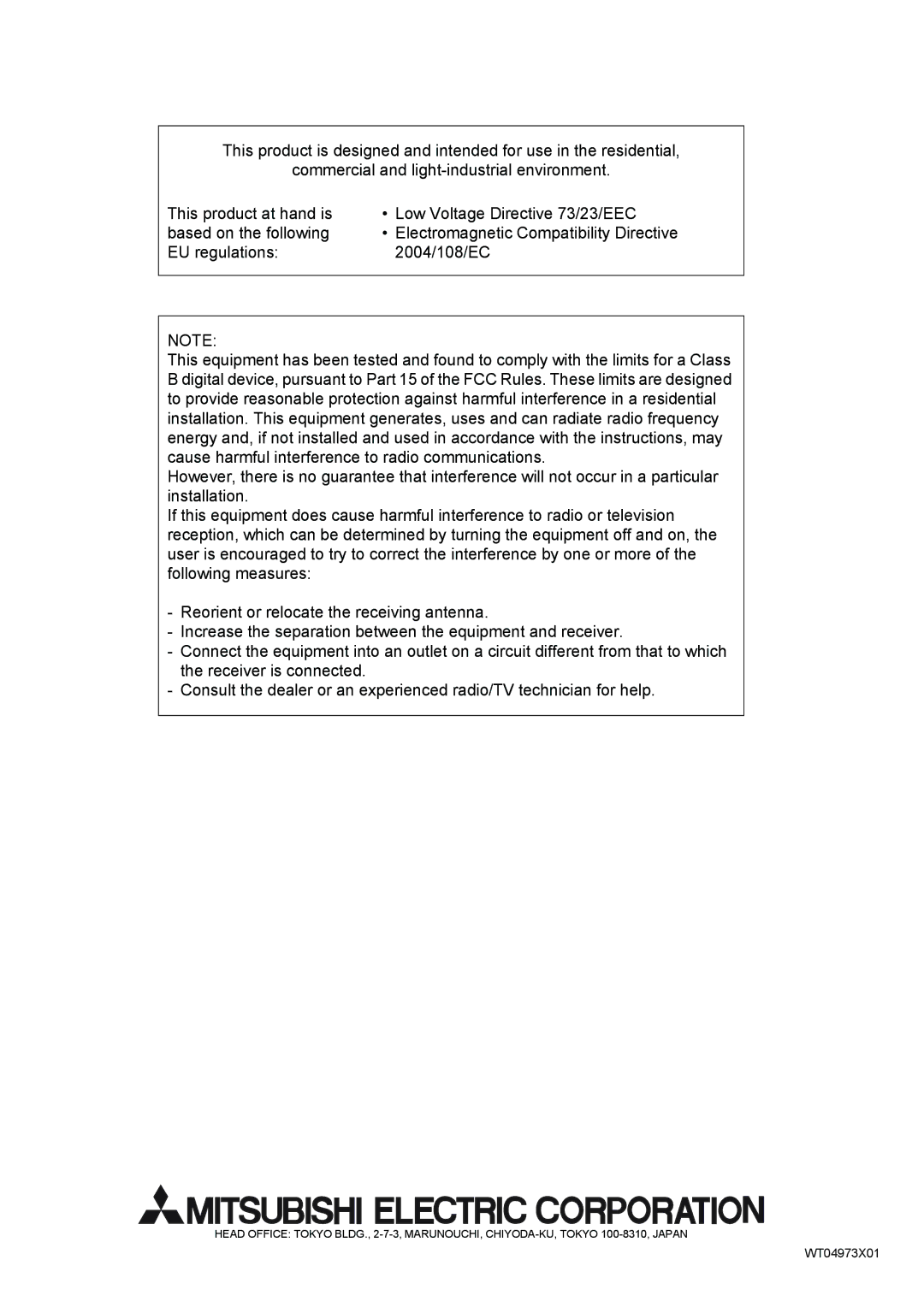 Mitsubishi Electronics PAC-YG60MCA instruction manual WT04973X01 