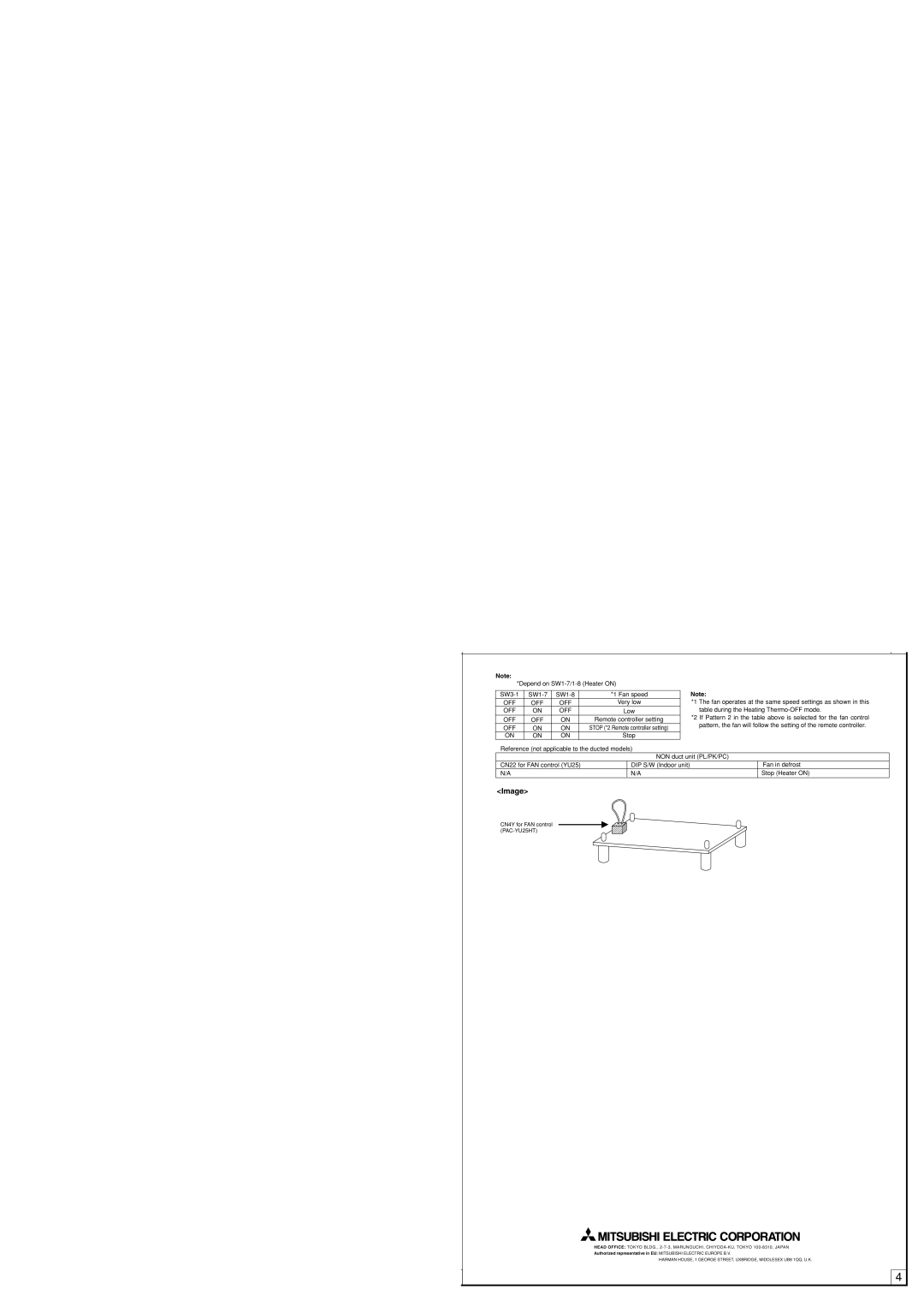 Mitsubishi Electronics PAC-YU25HT installation manual Image 