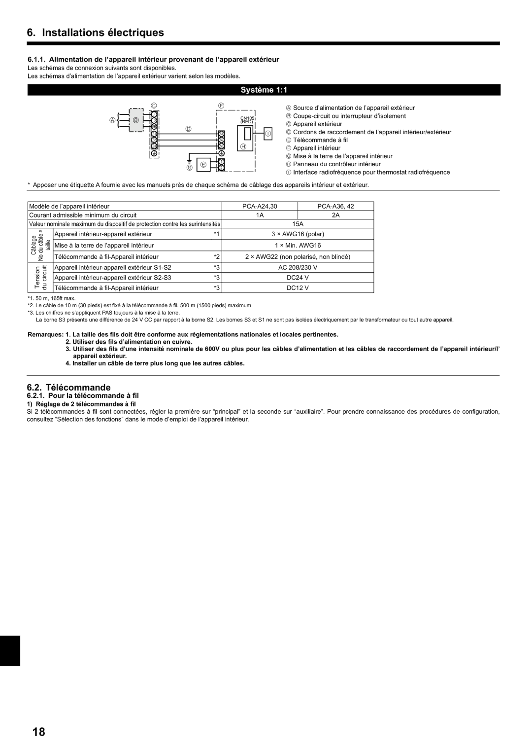 Mitsubishi Electronics PCA-A.KA4 Télécommande, Pour la télécommande à ﬁl, Réglage de 2 télécommandes à ﬁl 