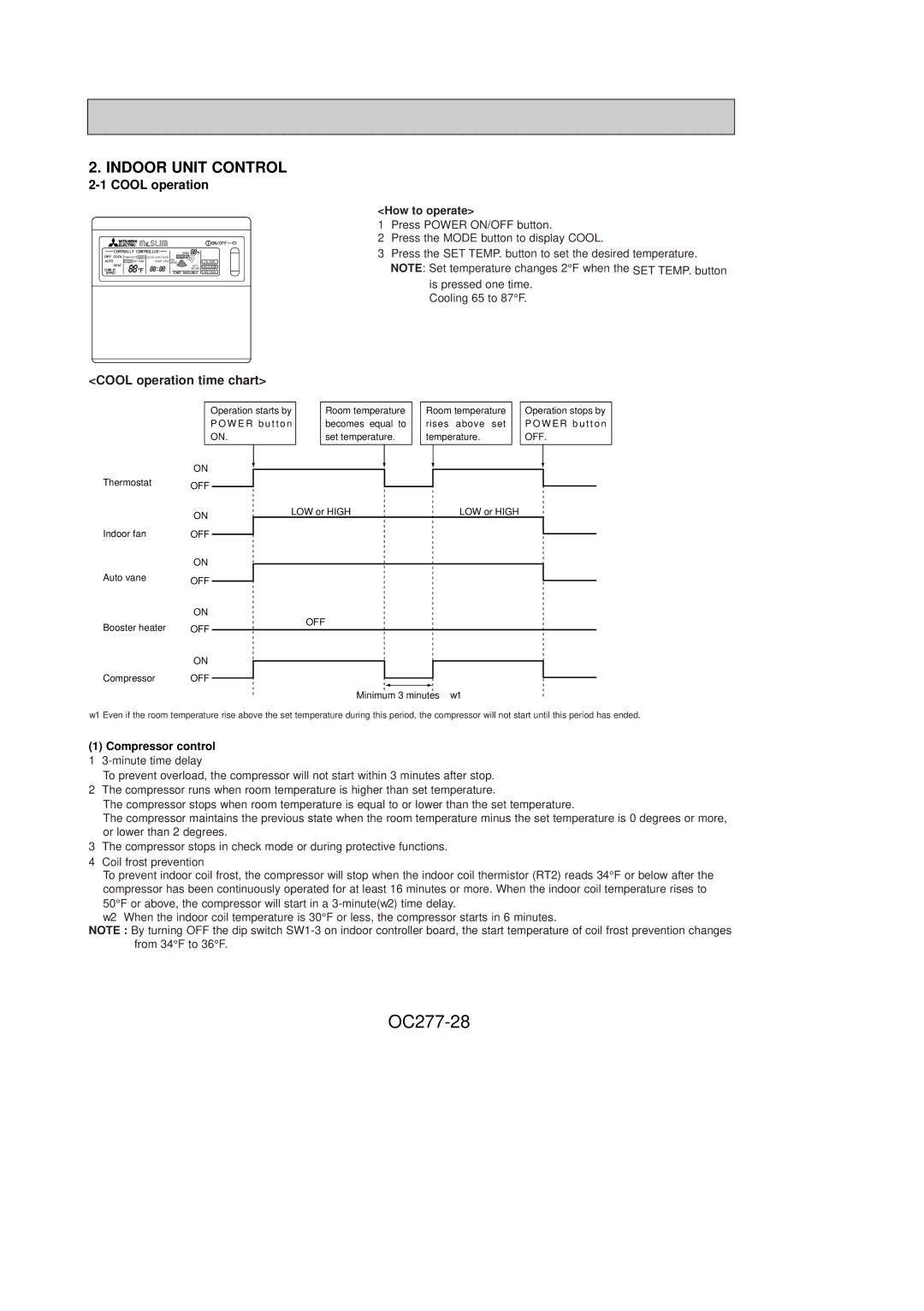 Mitsubishi Electronics PCH24GK, PCH36GK, PCH30GK, PCH42GK OC277-28, Indoor Unit Control, How to operate, Compressor control 