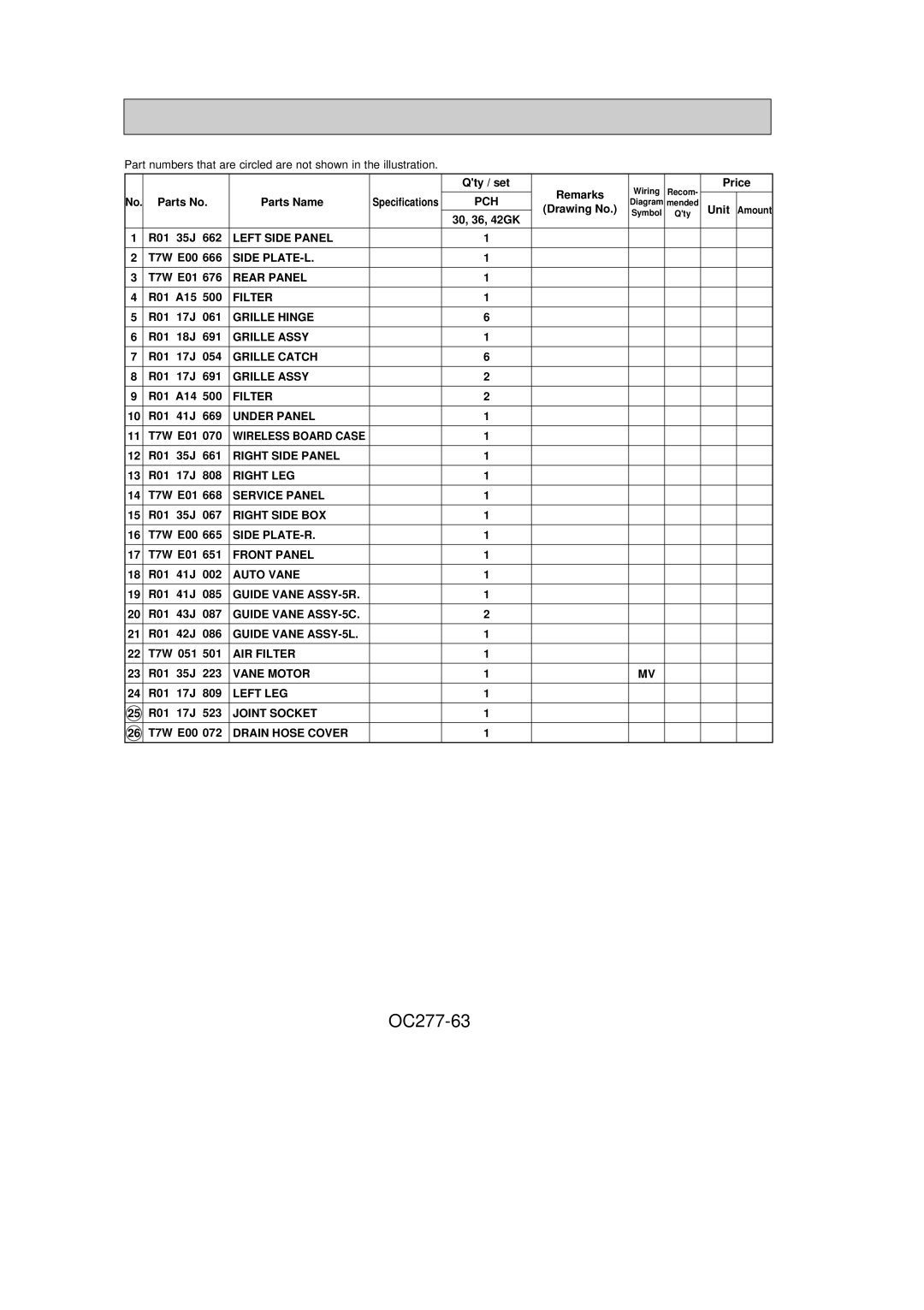 Mitsubishi Electronics PCH42GK, PCH24GK, PCH36GK, PCH30GK specifications OC277-63 