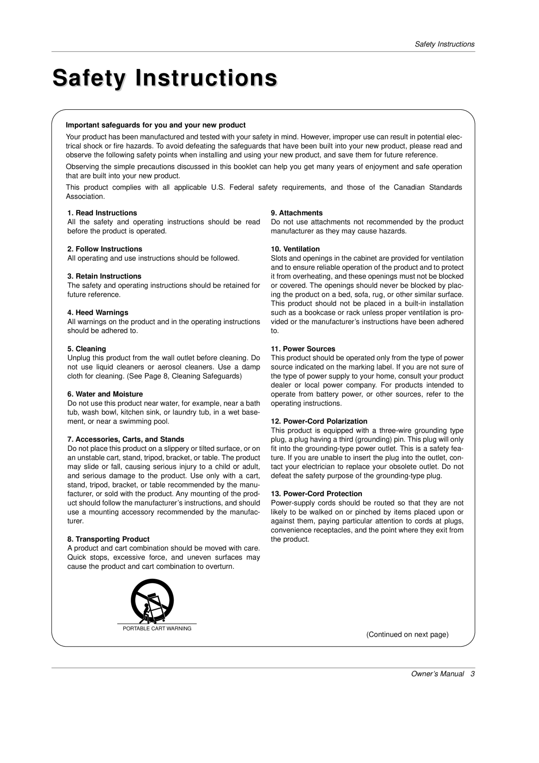 Mitsubishi Electronics PD-4225S manual Safety Instructions 