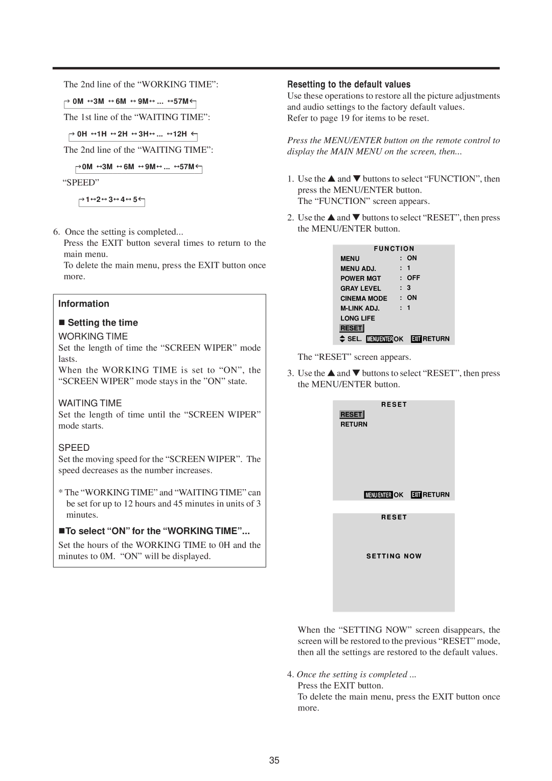 Mitsubishi Electronics PD-5010 manual Resetting to the default values, Speed 