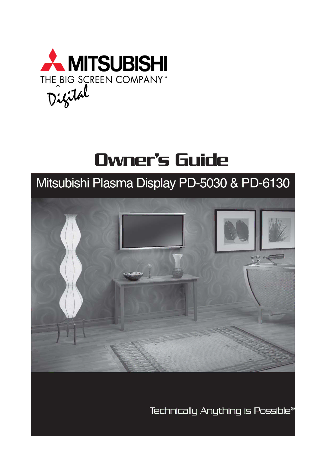 Mitsubishi Electronics PD-6130, PD-5030 manual Owner’s Guide 