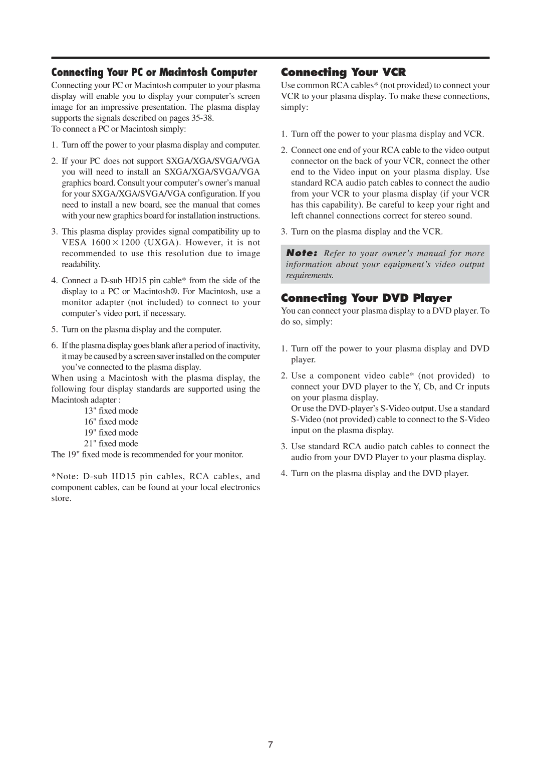 Mitsubishi Electronics PD-5065, PD-4265 manual Connecting Your VCR, Connecting Your DVD Player 