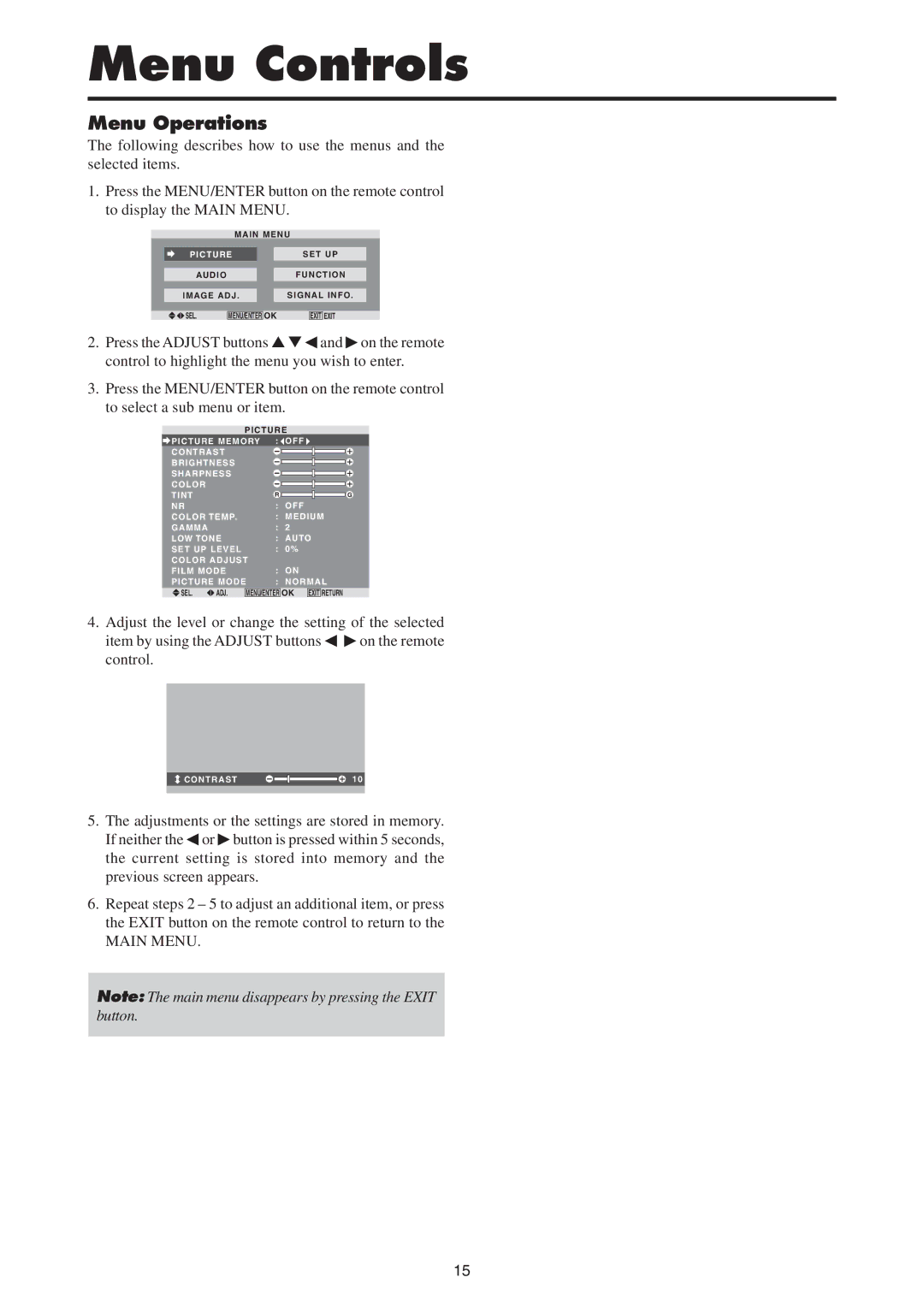 Mitsubishi Electronics PD-5065, PD-4265 manual Menu Controls, Menu Operations 