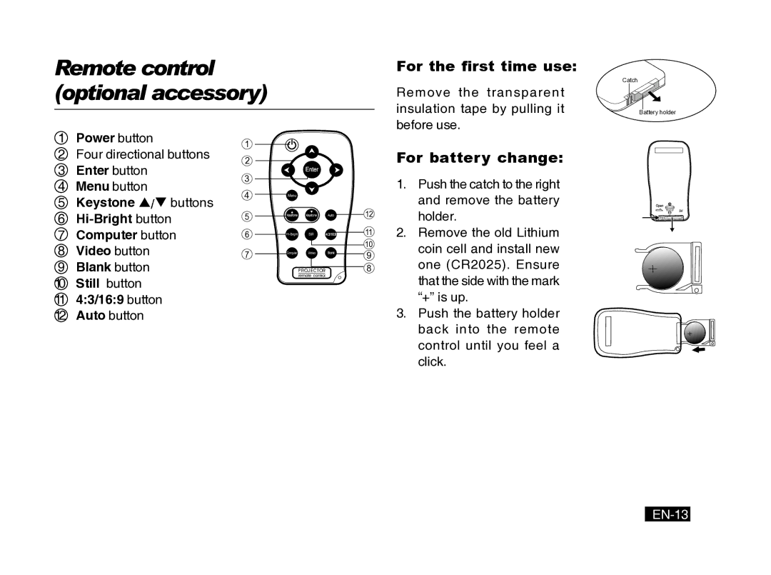 Mitsubishi Electronics PK10 user manual For the first time use, For battery change 