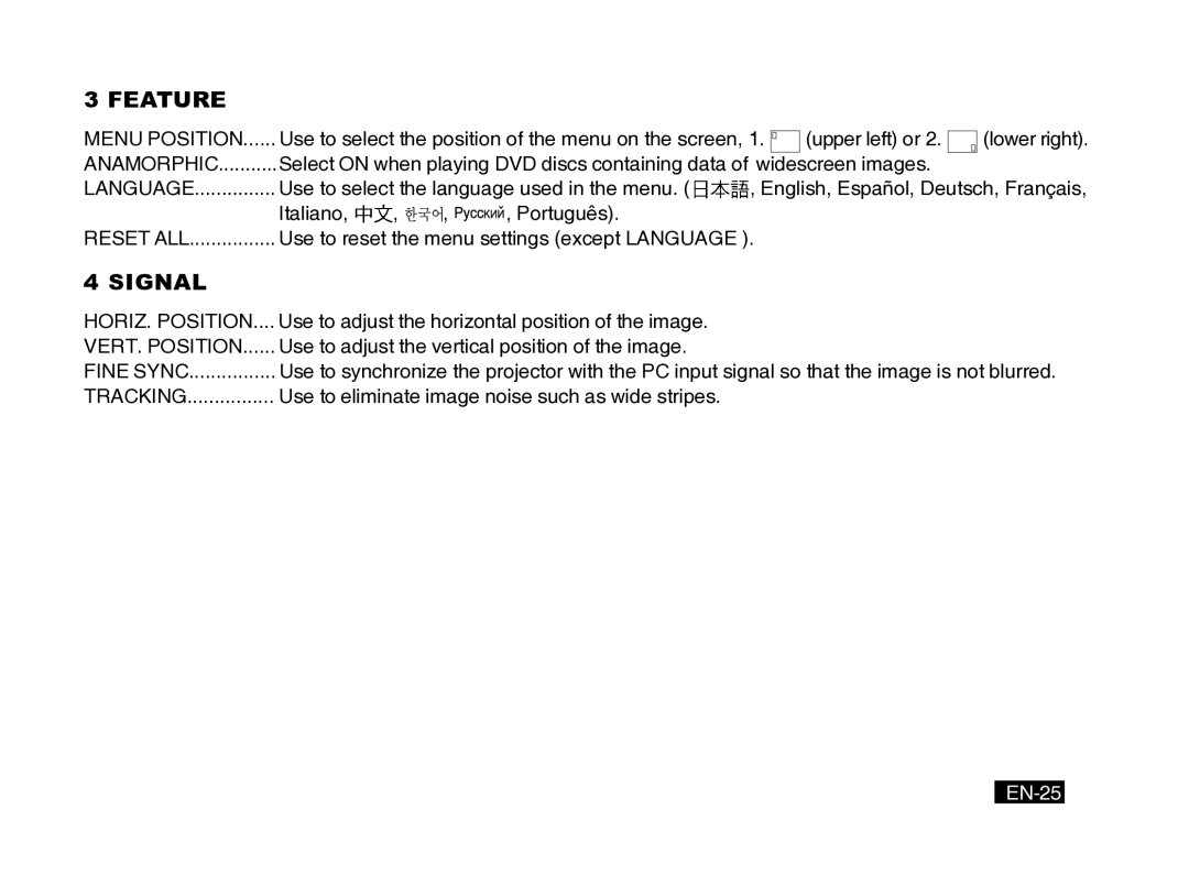 Mitsubishi Electronics PK10 user manual Feature, EN-25 