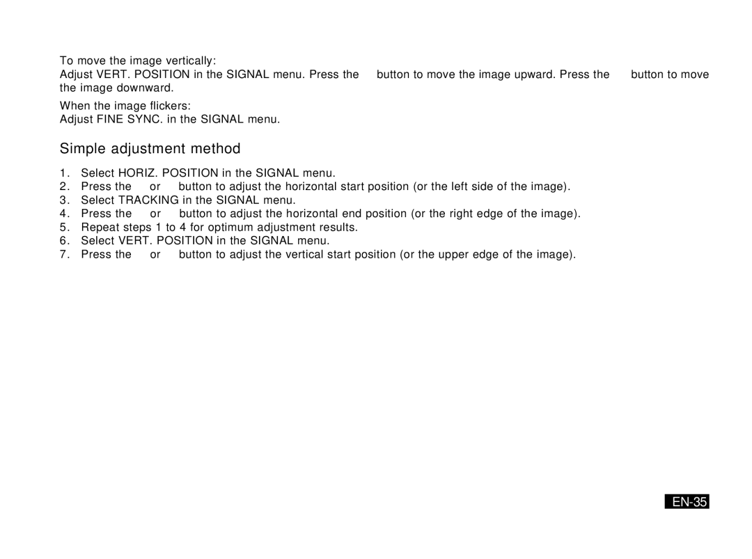 Mitsubishi Electronics PK20 user manual Simple adjustment method, EN-35 