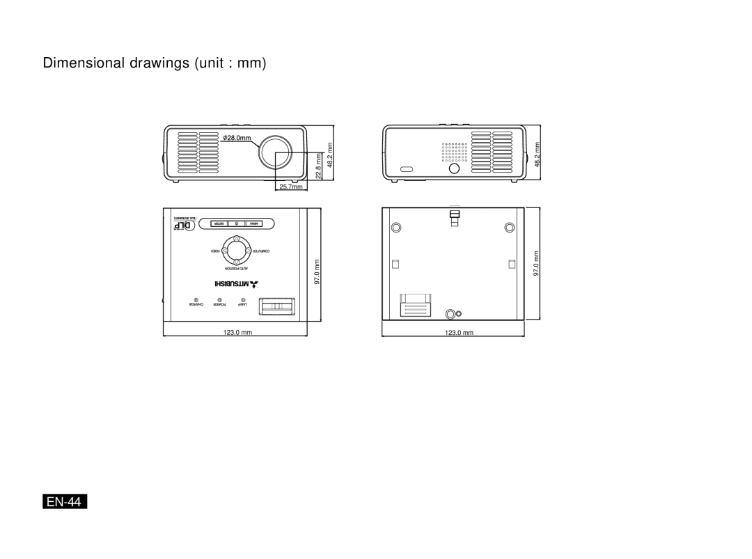 Mitsubishi Electronics PK20 user manual Dimensional drawings unit mm, EN-44 