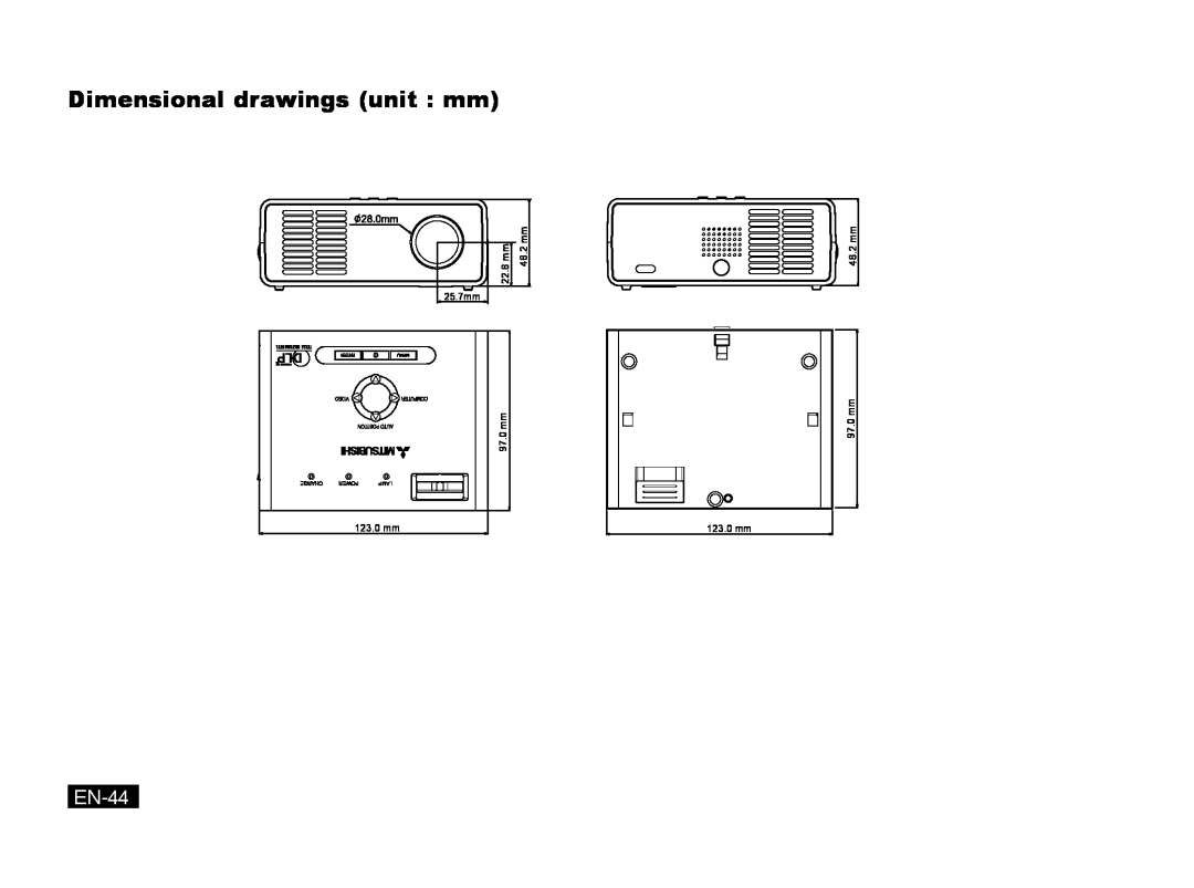 Mitsubishi Electronics PK20 user manual Dimensional drawings unit mm, EN-44, 22.8 mm, 48.2 mm, 25.7mm, 97.0 mm 123.0 mm 