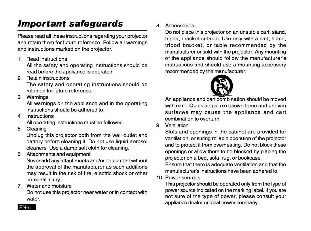 Mitsubishi Electronics PK20 user manual Important safeguards, EN-6 