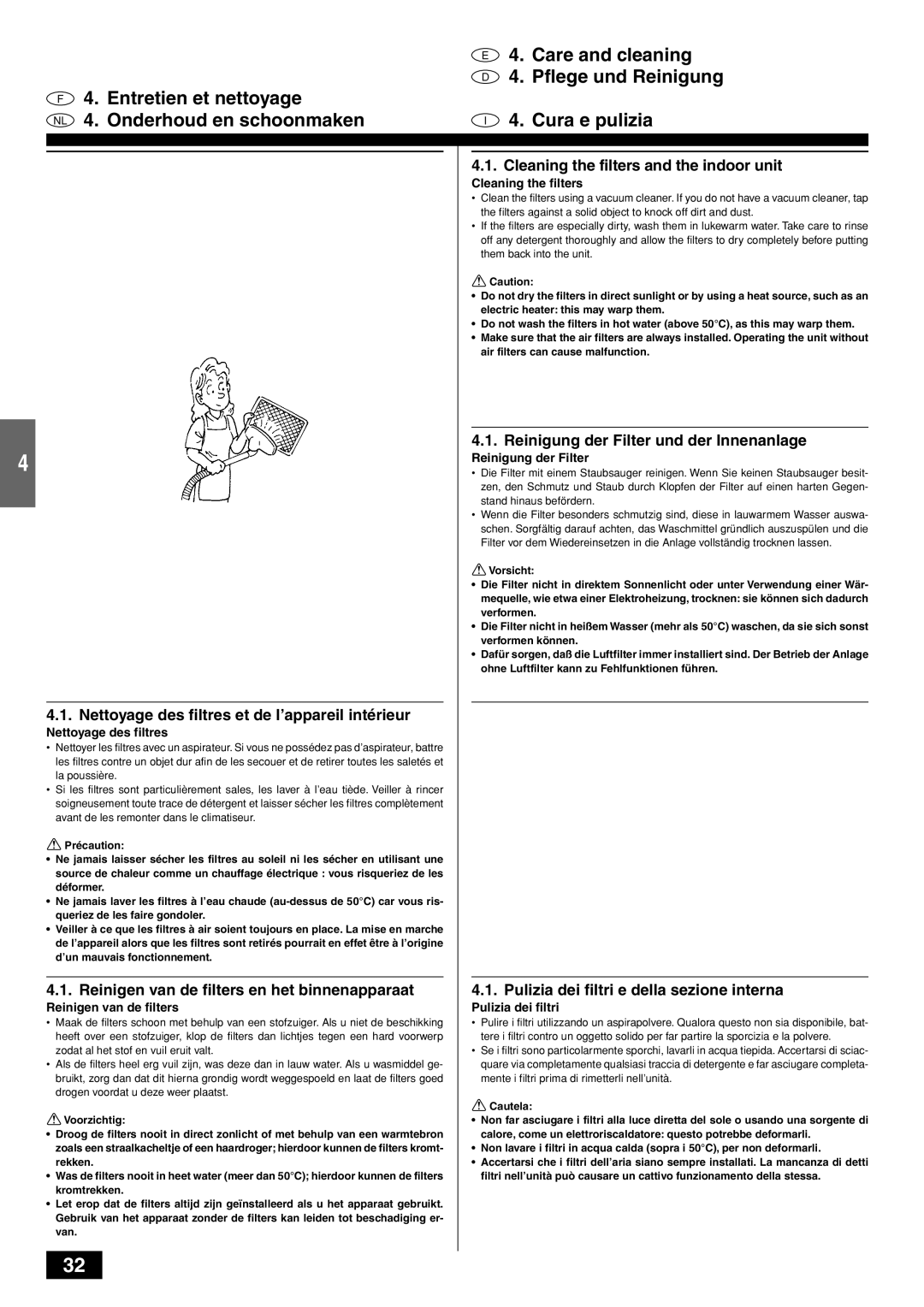 Mitsubishi Electronics PKFY-PVAM-A operation manual Nettoyage des filtres et de l’appareil intérieur 