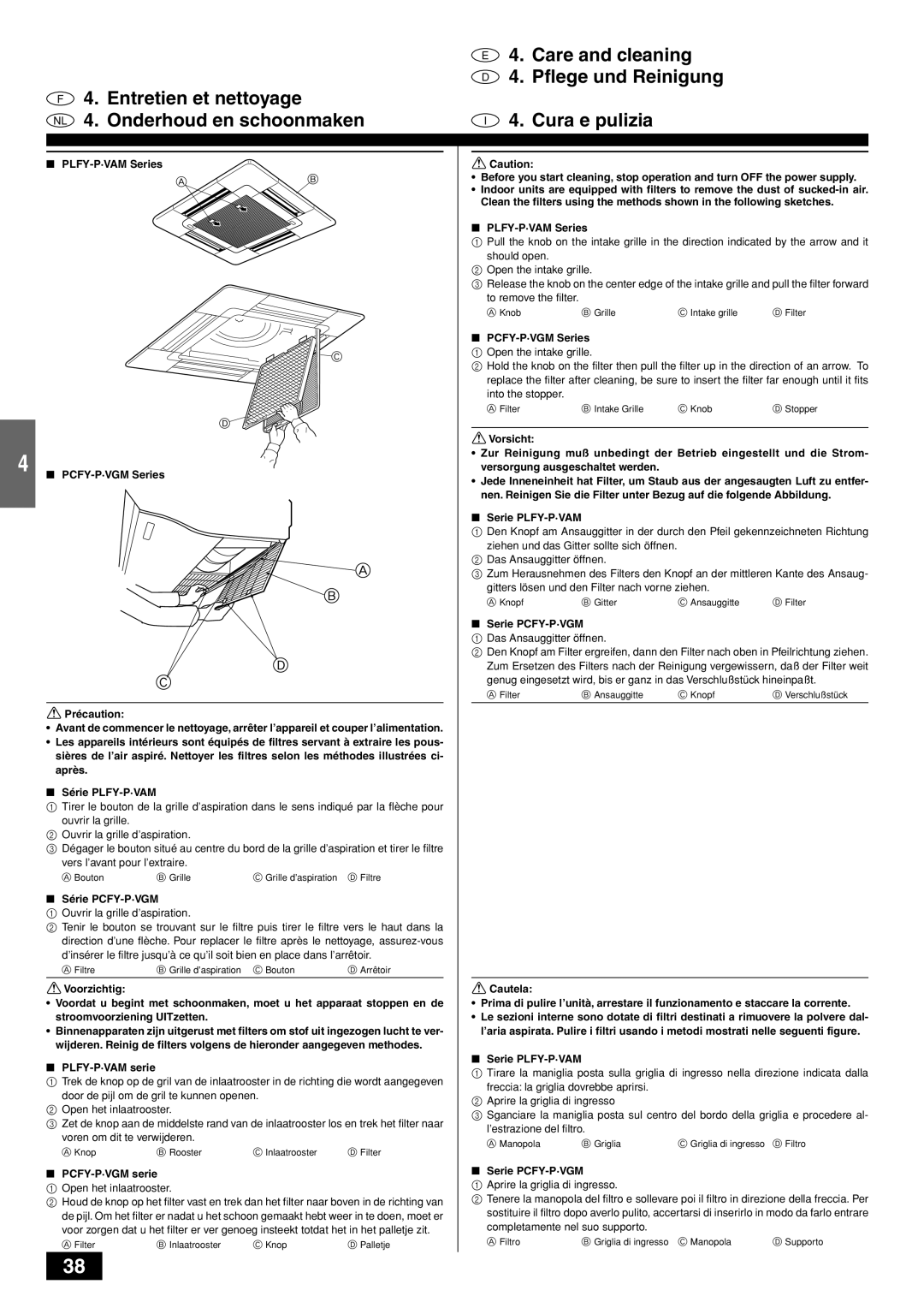 Mitsubishi Electronics PKFY-PVAM-A operation manual Série PCFY-P·VGM, PLFY-P·VAM serie, PCFY-P·VGM serie, Serie PLFY-P·VAM 